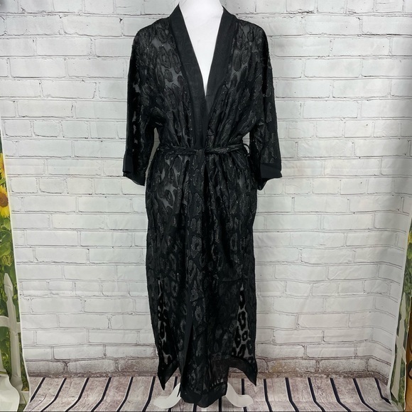 Express Other - EXPRESS Black Burn Out Leopard Kimono One Size